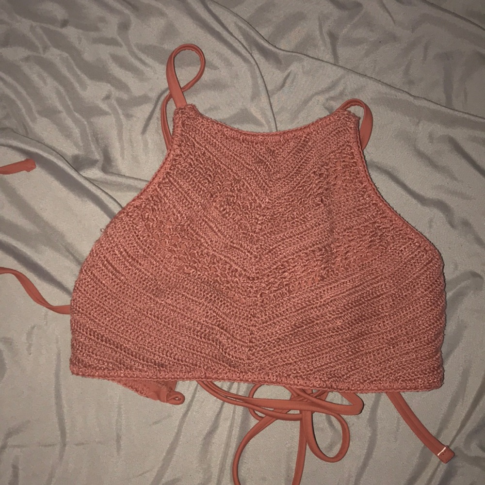 Halter crochet bikini top